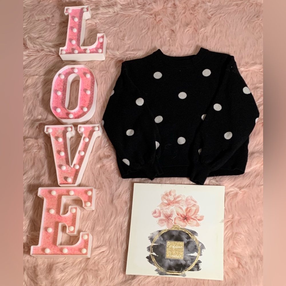 Polka Dot Women's Sweater - Black and Cream